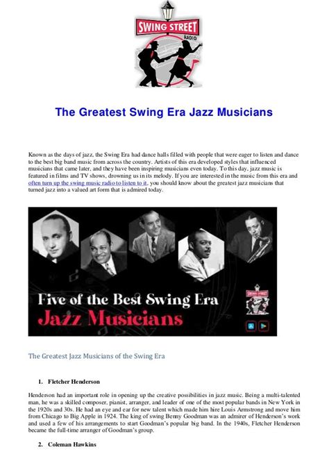 The greatest swing era jazz musicians | PDF