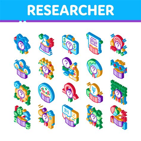 Researcher Business Isometric Icons Set Vector Vector Art At