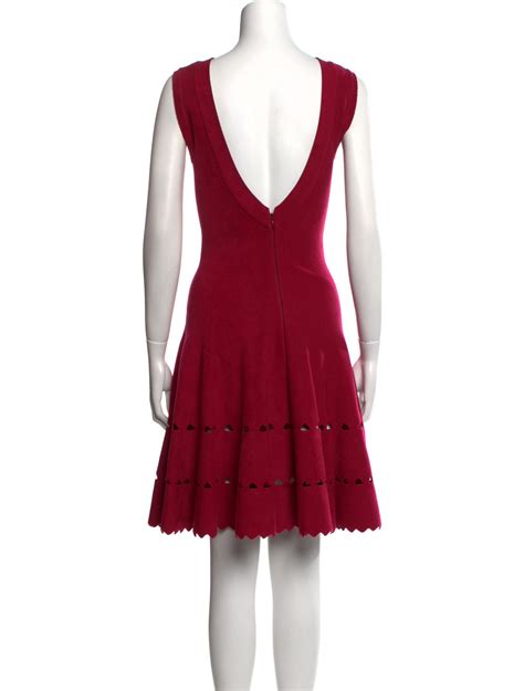 Alaïa Bateau Neckline Knee Length Dress Red Dresses Clothing