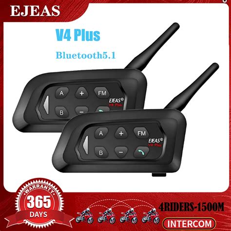 EJEAS Intercomunicador V4 Plus Para Casco De Motocicleta Auriculares