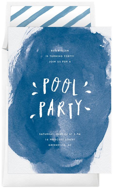 Classic Pool Party Invitations In Blue Greenvelope Pool Party