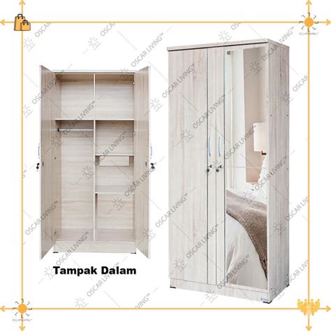 Lemari Pakaian Lunar 2 Pintu Cermin LPT 027 Lemari Baju 2 Pintu