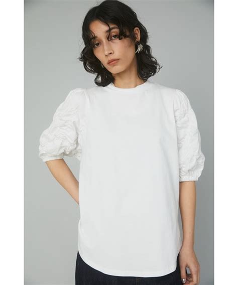 Herincye（ヘリンドットサイ）の「shirring Volume Sleeve Tee ｼｬｰﾘﾝｸﾞ ﾎﾞﾘｭｰﾑ ｽﾘｰﾌﾞ