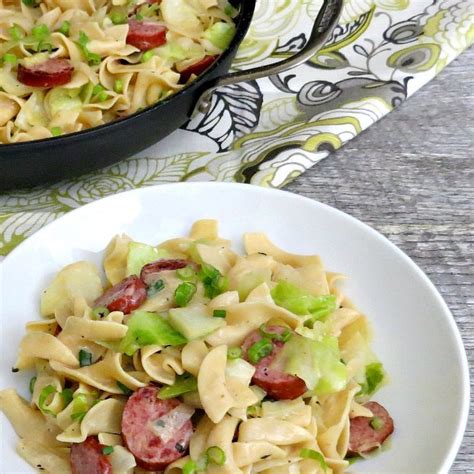 Creamy Egg Noodles With Cabbage And Sausage