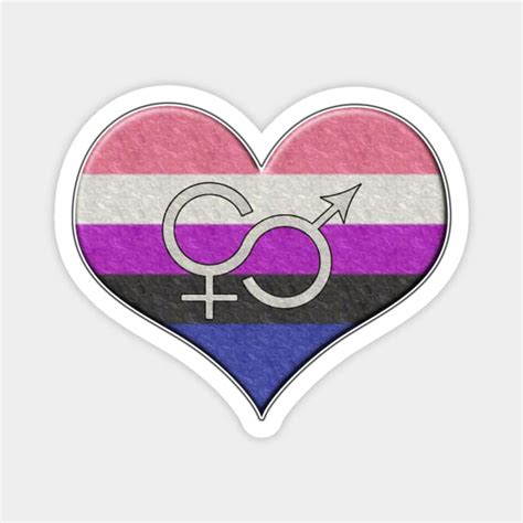 Large Gender Fluid Pride Flag Colored Heart With Ace Symbol Gender