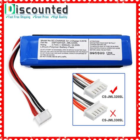 GSP1029102A Battery 3 7V 6200mAh 22 94Wh For JBL Charge 3 2016