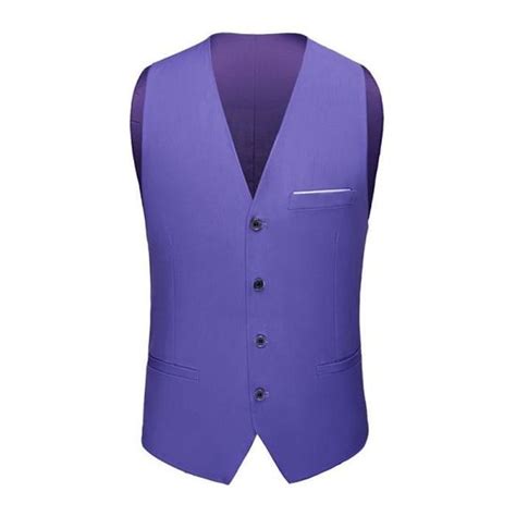 Gilet De Costume Homme Couleur Unie Slim Fit Classiques D Affaires Grande Taille Slim Fit Violet