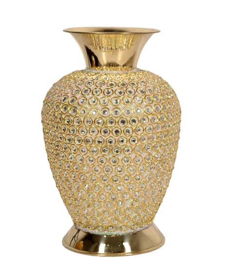 Buy Skywalk Hand Crafted Metal Flower Vase Golden 12 Inch Online At