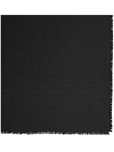 Saint Laurent Logo Jacquard Fringed Scarf Eraldo Uk