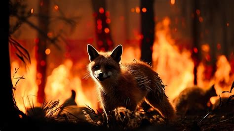 Premium Photo A Fox Is Standing In Front Of A Fire Generative Ai Wild