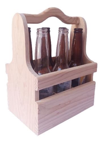 Porta Cerveza Artesanal De Madera Natural Para Botellas Meses Sin