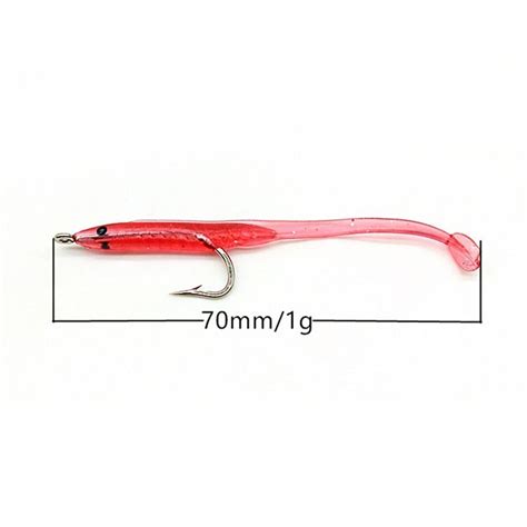 Silicone Artificial Soft Bait Fish Eel Lure Lead Jig Head Worm Barbed