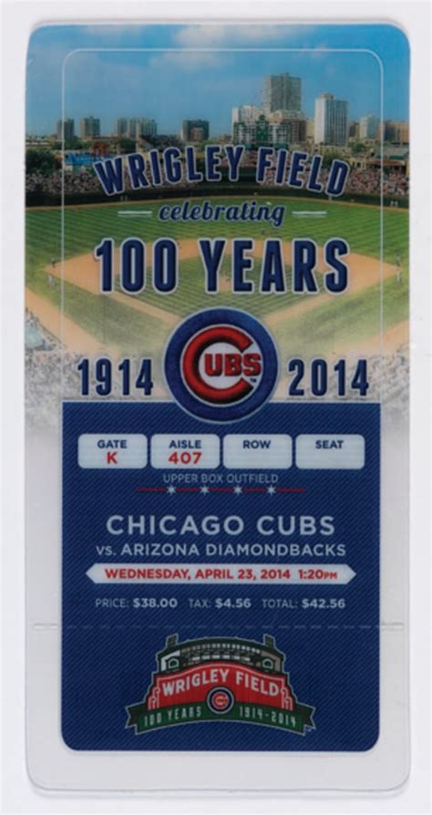 Ticket Lanyard 100th Anniversary Wrigley Field 2014 Chicago Cubs ...