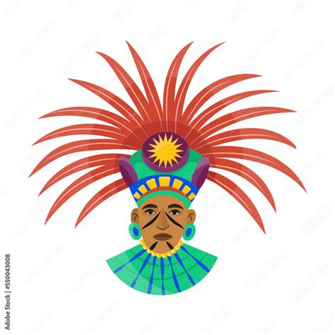 Maya Element Cartoon Vector Illustration Icon Of Shaman In A Ritual