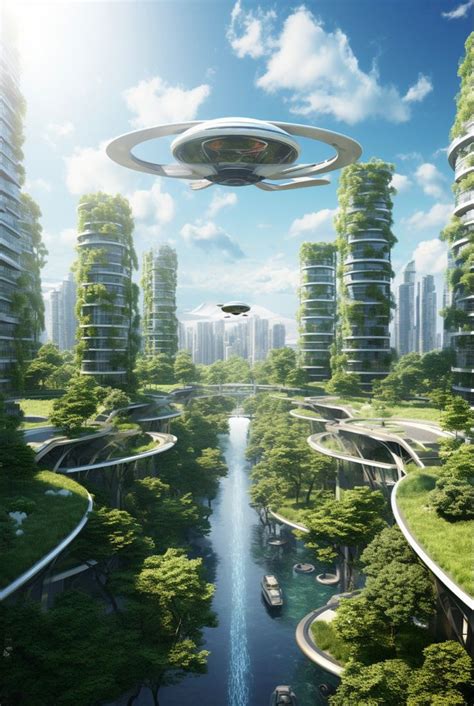 an alien city is surrounded by trees and floating water in the air ...