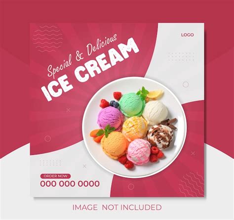 Premium Vector Ice Cream Social Media Poster Design Template