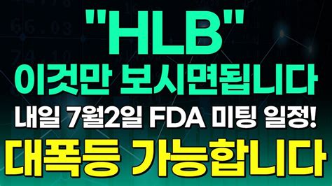 긴급속보 Hlb 진양곤 회장 준비됐습니다 7월 2일 Fda 내일입니다 대상승 초입구간 Hlb대응 Hlb전망 Fda