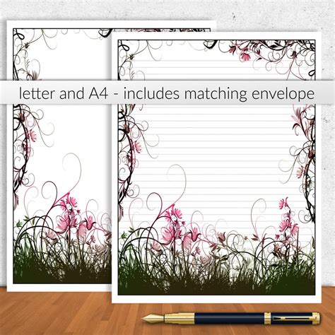 Dollar Sale Climbing Border Printable Stationery Set Instant Download