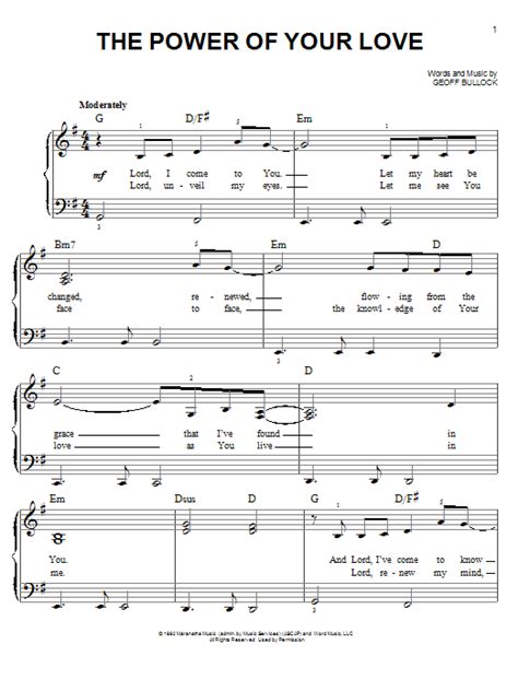 The Power Of Your Love By Geoff Bullock Sheet Music For Easy Piano At