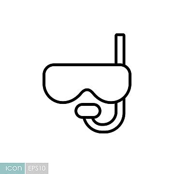 Icon Of Diving Mask And Snorkel On A Dark Background In Vector Format