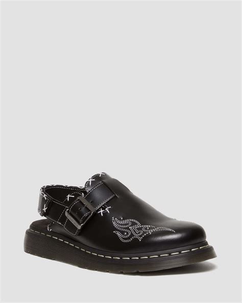 Jorge Contrast Stitch Leather Mules In Black Atlas Dr Martens