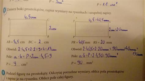 Zmierz Boki Prostok T W Zapisz Wymiaryna Rysunku I Uzupe Nij Zapisy