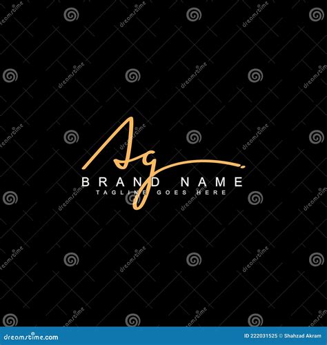 Initial Letter AG Logo Handwritten Signature Logo Stock Vector