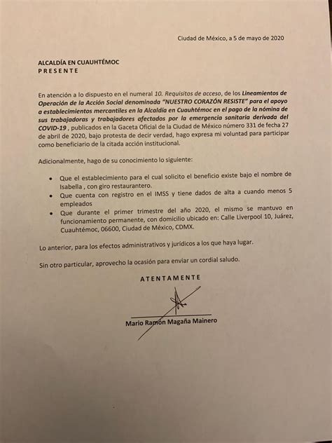 Carta Bajo Protesta De Decir Verdad Formato Descargable Alcald A