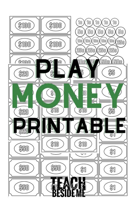 Printable Play Money Set for Imaginative Play