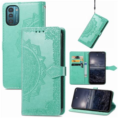 For Nokia G Mandala Flower Embossed Flip Leather Phone Case Green