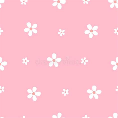 Seamless Vector White Flower Pattern On Pink Background Stock Vector