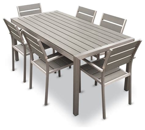 Outdoor Aluminum Resin 7 Piece Dining Table and Chairs Set contemporary-outdoor-dining-sets