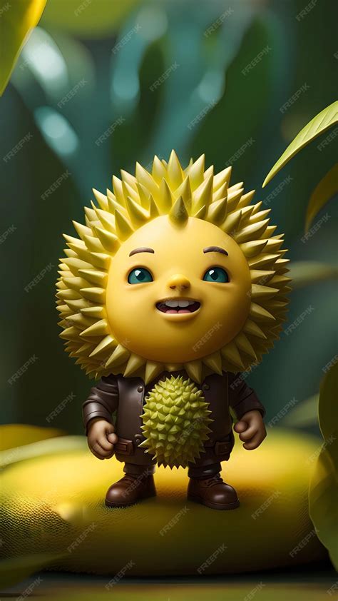 Ilustración De Personaje De Dibujos Animados De Fruta Durian 3d Foto Premium