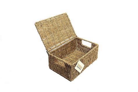 Woodluv Set Of 4 Seagrass Storage Boxes Basket With Lids Uk