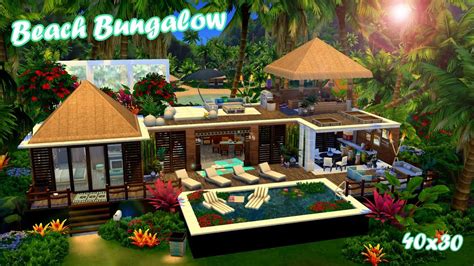 🌴beach Bungalow🌞 Sims 4 Speed Build No Cc Youtube