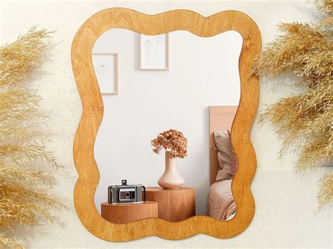 White Wavy Mirror Wall Decor Irregular Shape Mirror Etsy