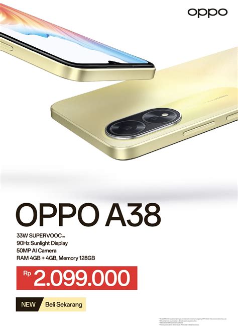 Seri Terbaru Oppo A38 Punya Harga Rp 2 Jutaan Berchipset Mediatek