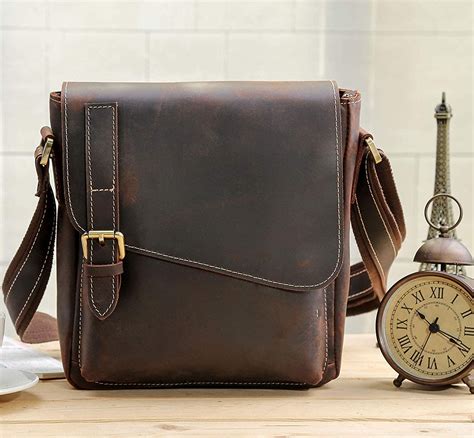 Men's 100% Genuine Leather Messenger Style Bag | Crossbody Shoulder Bag ...