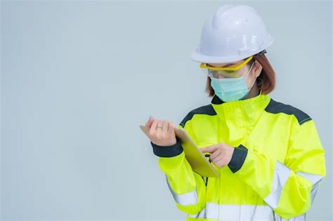 Premium Photo Asian Engineer Woman On White Background