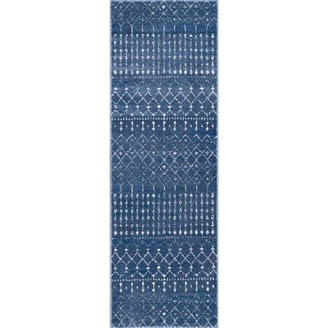 NuLOOM Blythe Modern Moroccan Trellis 3 Ft X 8 Ft Dark Blue Runner