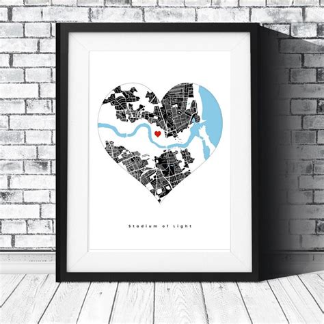 Stadium of Light Map Print, Street Map Art, Football Map Poster, Map ...