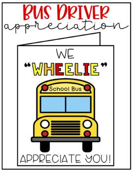 Bus Driver Appreciation Card by Room 104 and More | TpT