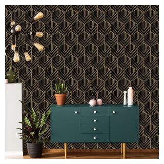 Art Deco Black Gold Geometric Wallpaper Toronto By Printmyspace