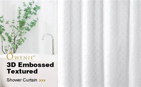 Amazon Owenie White Shower Curtain For Bathroom D Embossed