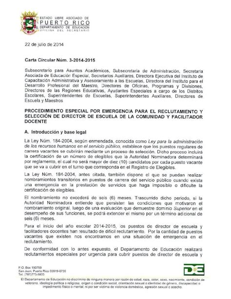 Pdf Carta Circular Procedimiento Especial Por Emergencia