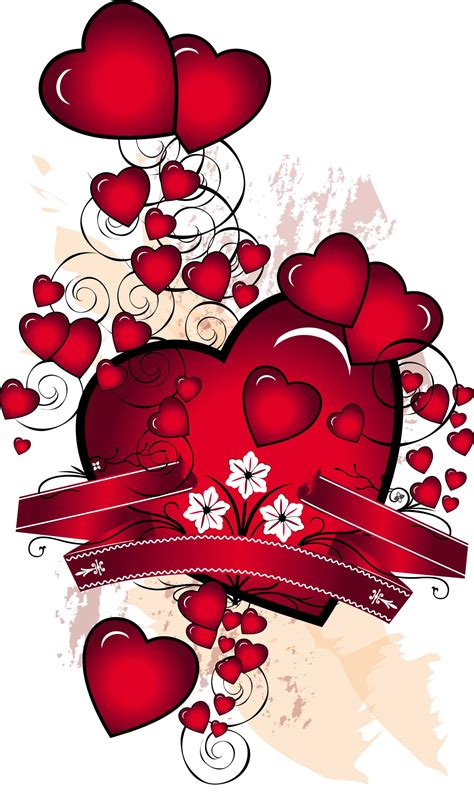 Red Hearts And Ribbons Vector Card Free Download