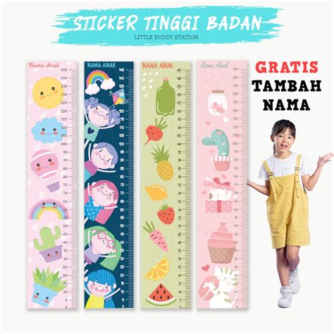 Jual Stiker Pengukur Tinggi Badan Anak SD Dinding Aesthetic Custom