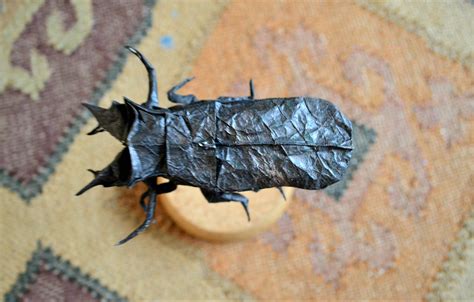 Handmade Recycled Paper And Origami Stag Beetle T On Pin Etsy