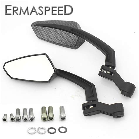 Motorcycle Rear View Mirrors Universal Carbon Fiber Look Housing