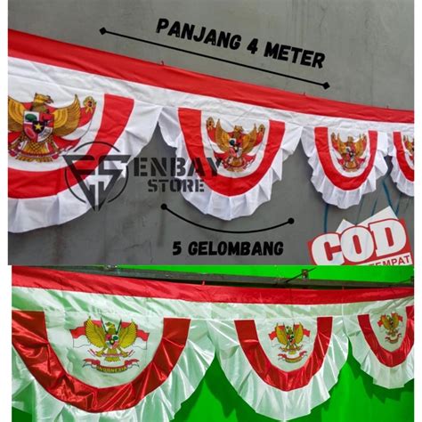 Jual Bendera Background Garuda Jadul Gelombang Size Meter